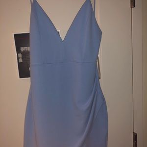 Baby blue open back mini dress